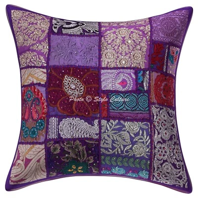 Handwoven Home Decor Cushion Patchwork Vintage Pillow Cover Case Meditation - Image 1 of 4