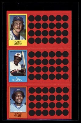 ROBIN YOUNT 1981 Topps Scratch-Off 3 Card Panel w/Bumbry & White - Image 1 of 2