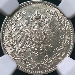 GERMANY. 1905, 1/2 Mark, Silver, J - NGC MS61 - Hamburg - Picture 1 of 8