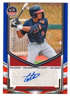 Justin LeBron 2025 Panini EE. UU. Estrellas y Rayas Azul Automático SN#d 066/100 Alabama RC! Foto 1 de 2