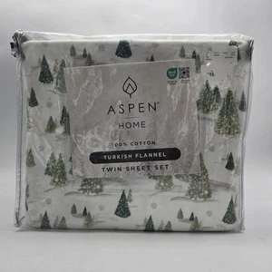 Aspen Pine Twin Flannel Christmas Tree Holiday Sheet Set  100% Cottton Not Deep - Picture 1 of 5