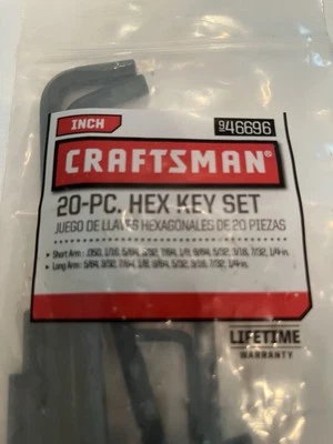 Craftsman 46696A 20-PC Hex Key Set (SAE - Made In USA Genuine Craftsman Parts) - Image 1 of 2
