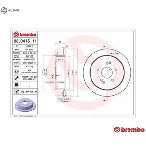 2x BRAKE DISC 08.D415.11 FOR SSANGYONG KORANDO/VAN XLV/SUV ACTYON/II TIVOLI 1.5L - Picture 1 of 9
