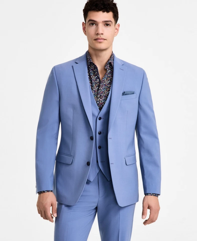 Traje Chaqueta Blazer Bar Iii Para Hombres Calce Ajustado 44 R Azul Sólido Foto 1 de 1