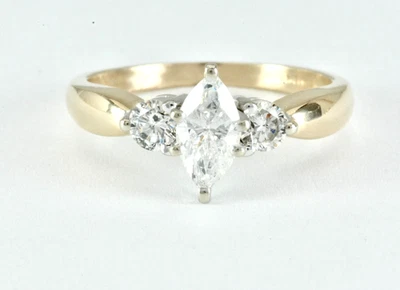 1.05ctw Marquise Cut Diamond w/ Accents Wedding Rings 14k Multicolor Gold - Image 1 of 4