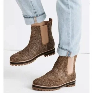 Madewell The Ivy Calf Skin Leopard Print Lug Sole Chelsea Boot Size 9 MA428 - Picture 1 of 10