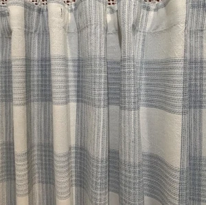 Threshold Shower Curtain Blue White Woven 100% Cotton Plaid Farmhouse - Picture 1 of 12