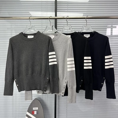 Thom Browne Men/women's Striped Long-sleeved Pullover Crew Neck Sweater - Image 1 of 4