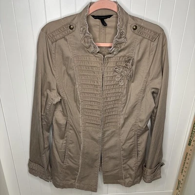 Chaqueta Mujer Casa Blanca Mercado Negro Marrón Con Corvejón y Cierre de Ojos y 2 Bolsillos Foto 1 de 4