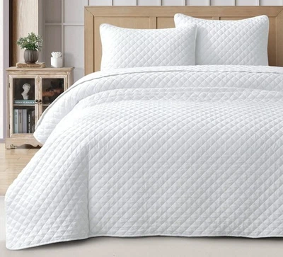 Chezmoi Collection Teo Diamond Stitch Soft Washed Microfiber Quilt Bedspread Set - Image 1 of 4
