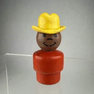 Vinatge Fisher Price Little People Wood Farmer Cowboy - Picture 1 of 5