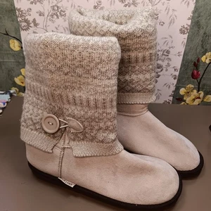 Muk Luks kuscheliger bequemer Slip-On-Bootie mit Kunstfell gefüttert Strick & Wildleder Größe 10 - Bild 1 von 13