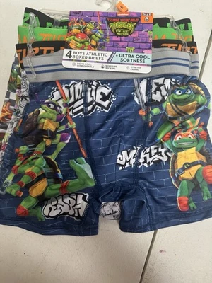 Paquete de 4 calzoncillos boxer atléticos Teenage Mutant Ninja Turtles para niños talla 6 etiquetas nuevas Foto 1 de 4
