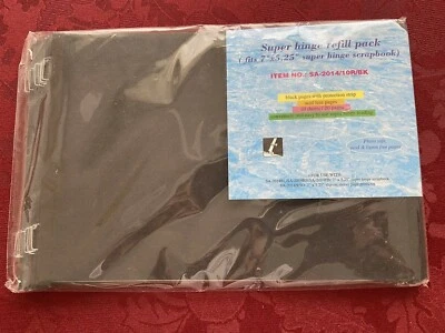 Scrapbook Super Hinge Refill Pack Fits Strap Album 10 Sheet 7"x5.25" Black NEW — 第 1/2 张图片