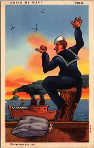 Cartolina marinaio autostop Going My Way seconda guerra mondiale soldati posta SR marrone 1943 - Foto 1 di 2