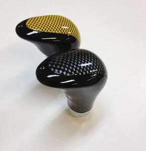 CARBON FIBER YELLOW BLACK BLACK BLACK GEAR SHIFT LEVER KNOB SK-333 - Picture 1 of 5