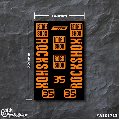 Rockshox 35 Sticker Neonorange | Aufklebersatz Set Fahrrad eBike MTB BMX Rahmen