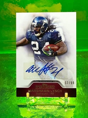 #52/99 AUTO 2011 Marshawn Lynch RED Topps Precision RB SEAHAWKS Super Bowl Champ - Image 1 of 2