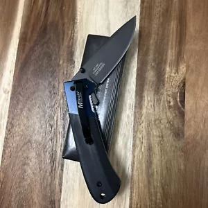 MTECH Black G10 Ball Bearing Flipper Blade EDC Folding Pocket Knife Blue Bolster - Picture 1 of 2