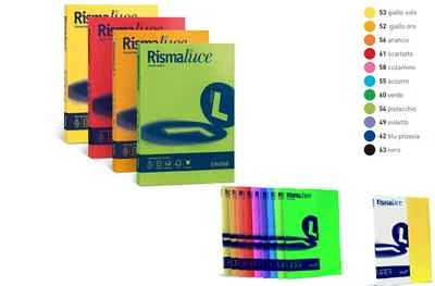RISMA 300 FOGLI A4 GR. 90 FAVINI RISMALUCE COLORI FORTI LASER INK JET 10 TINTE