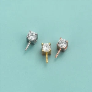 Plata de Ley 925 Circonita cúbica Ojo Pin Perla Colgante Dije Conector Fianza A5053 - Imagen 1 de 4