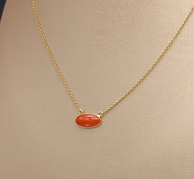 Collana donna corallo rosso di Sardegna naturale argento 925 placcato oro - Immagine 1 di 4