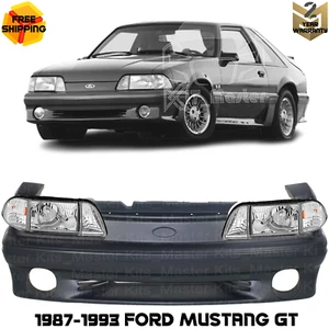 Front Bumper Cover Fascia & Headlight Assembly For 1987-1993 Ford Mustang GT - Picture 1 of 12