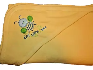 6B !WOW! Vintage Carter's TINY LITTLE BEE Yellow Hooded Thermal Baby Blanket - Picture 1 of 5