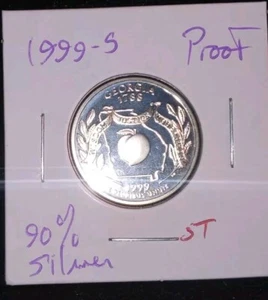 1999 S Georgia Peach PROOF 90% Silver 1787 Washington State QUARTER Peacheee A - Picture 1 of 7