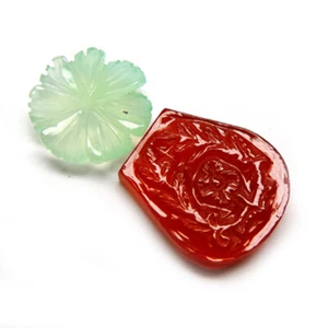 INCREÍBLE 21,55 CTS FORMA ELEGANTE 2 PIEZAS TALLA COLOR NARANJA CORNALINA Y ÁGATA - Imagen 1 de 6