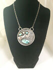 Whinsical Modermist Vintage Turquiose Sterling Disc Necklace