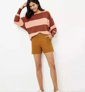 Pantalones Cortos LOFT Talla 18 Para Mujer Pantalones Cortos de Sarga Lavada Algodón Bronce Marrón Elastizados NUEVO - Imagen 1 de 4