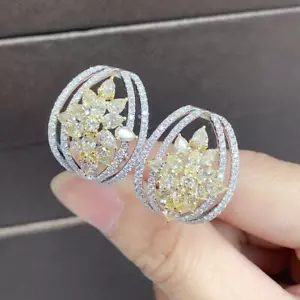 CLEARANCE!NWT $14,000 RARE 18KT GOLD FANCY YELLOW DIAMOND WHITE DIAMOND EARRINGS - Picture 1 of 1