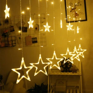 Led Lichterkette 12 Sterne Sternenvorhang Lichtervorhang Warmweiß Weihnachten DE - Bild 1 von 5