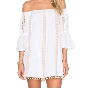 NWT Tularose Sara Womens Size S White/Pink Embroidered Off The Shoulder Dress - Picture 1 of 7