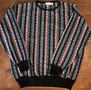 Vintage St Croix 3D Knit Biggie Coogi Cosby Style Sweater Multicolor Medium 90s - Picture 1 of 4