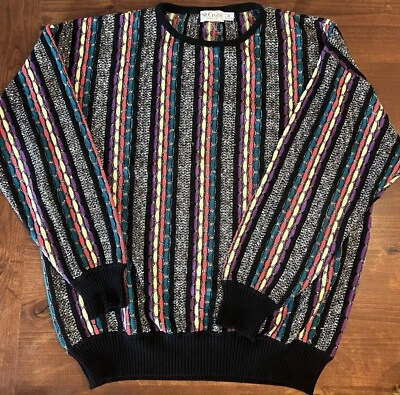 Vintage 90s St Croix 3D Knit Biggie Coogi Cosby Style Sweater Multicolor Medium - Image 1 of 4