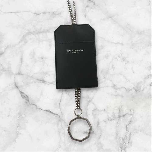 SAINT LAURENT (YSL) Saint Laurent Custodia in pelle per carte di credito collana portachiavi nuova con etichetta