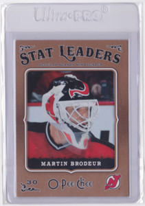 2006-07 O-PEE-CHEE STAT LEADERS INSERT MARTIN BRODEUR #608 NEW JERSEY DEVILS
