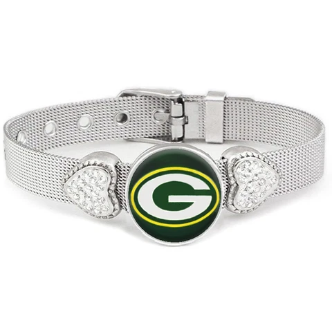 Special Green Bay Packers Womens Heart Adjust. Silver Bracelet Jewelry Gift D26 Cover