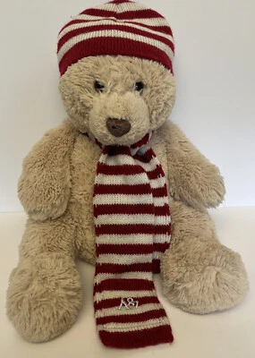 Oso de peluche Aeropostale peluche rojo tostado blanco bufanda y gorro juguete de peluche Foto 1 de 4