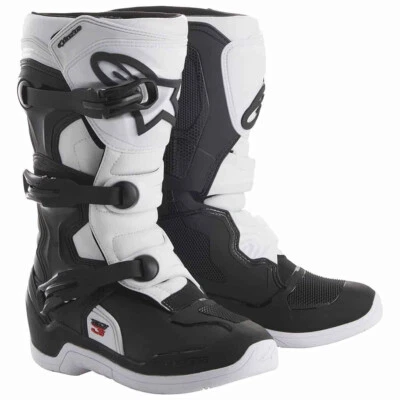 ALPINESTARS TECH 3S YOUTH MOTOCROSS MX BIKE BOOTS - BLACK / WHITE - Image 1 of 4