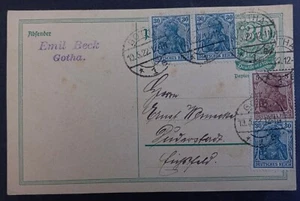 1922 Germany 30pfg stamped Postcard ties 5 stamps cd Gotha-Badenstadt? - Picture 1 of 2