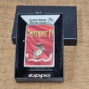 Zippo Windproof U.S. Marine Corp Lighter, Semper Fi - Picture 1 of 12