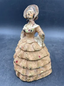 Gusseisen Türstopper viktorianische Dame mit Haube und rosa Rüschenkleid - Bild 1 von 6