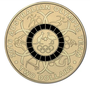 "RARE" 2016 AUSTRALIAN $2.00 DOLLAR COIN "RIO OLYMPIC GAMES "BLACK" - Picture 1 of 2