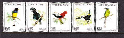 PERU Sc C336-40 NH issue of 1972 - BIRDS Cover