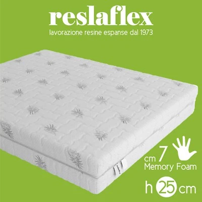 Materasso Memory Foam 25 Cm 7 cm Memory Fodera Antiacaro Aloe Vera Sfoderabile - Immagine 1 di 4