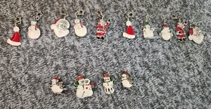 Enameled Christmas Charms Or Pendants Crafting Waving Santa, Snowman Santa Hats, - Picture 1 of 1