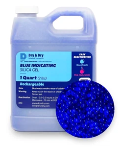 1 Quart Premium Blau Anzeige Kieselgel Perlen (2 Pfund) - Wiederaufladbar  - Bild 1 von 8